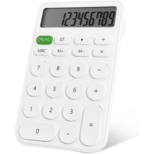 Mini Calculatrice De Poche, Calculatrice De Base  12 Chiffres, Facile  Transporter, 14.1x8.7x1.9cm, Alimentation Par Piles, Pour Le Bureau, L'cole, Le Magasin, Les tudiants - Blanc