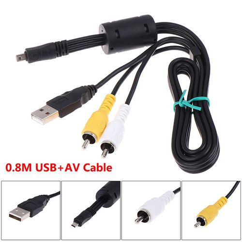 Mini camra 8 broches, cble de donnes USB avec vido AV RCA, double multifonction pour CoolPix Fuji, UC-E6