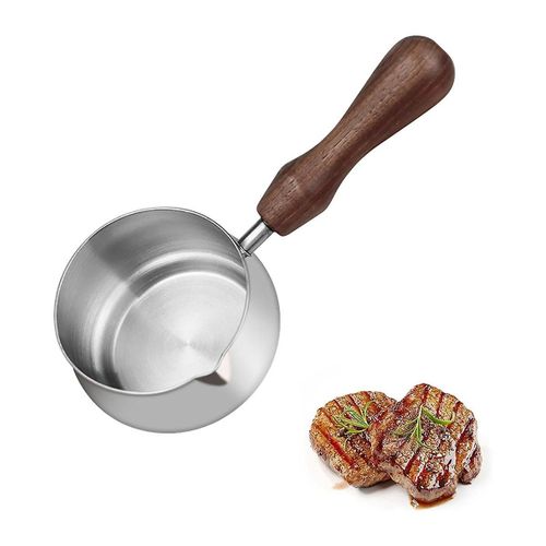 Mini Casseroles-Chauffe-Beurre Pour Galvanoplastie De Fruits De Mer En Acier Inoxydable Avec Poigne (Argent 100 Ml / 3,5 Oz)