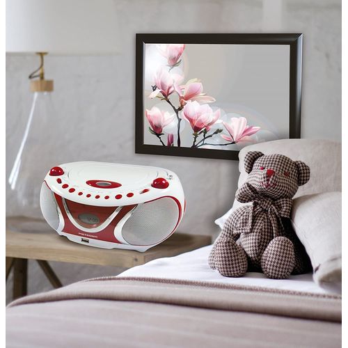 mini chaine hifi Radio Lecteur CD MP3 USB rouge blanc