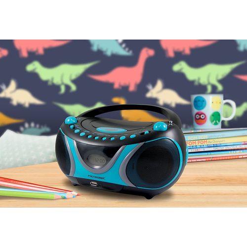 mini chaine hifi Radio Lecteur CD MP3 USB Sportsman bleu noir