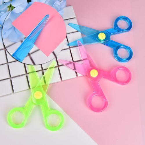 Mini Ciseaux De Scurit En Plastique  Tte Ronde, Papeterie Pour Enfants, Bricolage, Dcoupe De Papier, Fournitures Scolaires, Couleur Alatoire