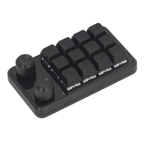 Mini Clavier De Jeu 12 Touches, 2 Boutons, Interrupteur Bleu, Programmation Couleur Noire, Macro, Avec LumièRe Rgb, Pour L'industrie