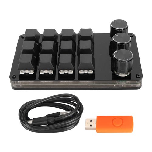 Mini clavier mécanique à 12 touches avec 3 boutons, programme personnalisé, échange à chaud, séparation des câbles, interrupteur bleu