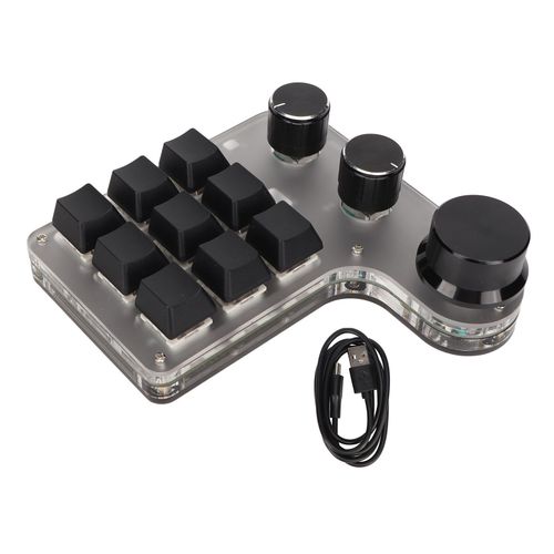 Mini clavier personnalisé 9 touches 3 boutons Programmable rvb rétro-éclairé programmation Macro clavier pour ordinateur logiciel de jeu noir