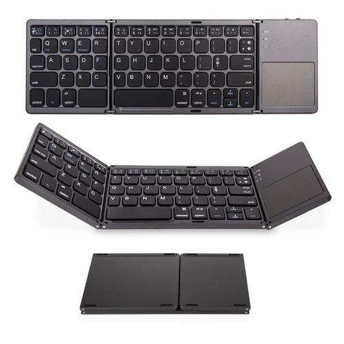Mini clavier pliable en alliage d'aluminium,ultra fin,Bluetooth Three possde une souris tactile,adapt pour iPad Sam P1 Mobile Morning,B033 - Type black