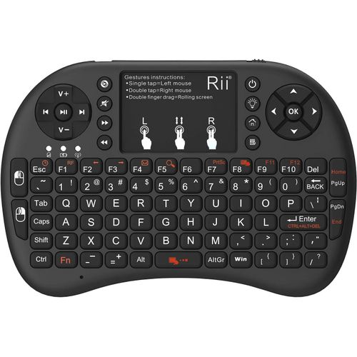 Mini clavier sans fil 2,4 GHz avec pav? tactile et clavier QWERTY, clavier portable r?tro?clair? avec t?l?commande pour ordinateur portable/PC/tablette/Windows/Mac/TV/Xbox/PS3/Raspberry Pi (noir)