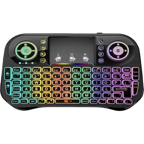 Mini clavier sans fil, clavier Android avec pav? tactile, clavier Smart TV, multicolore 2,4 G, mini clavier pour Smart TV t?l?commande/PC/Pad/Xbox/Android Box