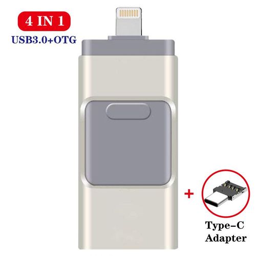 Mini cl USB 3.0 OTG 4 en 1 HD pour tlphone/Android,support  mmoire de 16 Go 32 Go 64 Go 128 Go- SILVER TPYE C-4 GO