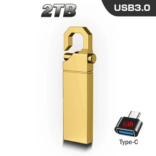 Mini cl USB en mtal tanche,cl USB,adaptateur OTG de type C,cl USB 3.0 haute vitesse,mmoire 2 To,1 To,2024 - Type golden 2