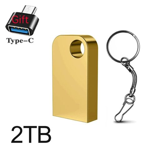Mini cl USB en mtal tanche,cl USB,adaptateur OTG de type C,cl USB 3.0 haute vitesse,mmoire 2 To,1 To,2024 - Type golden 2TB