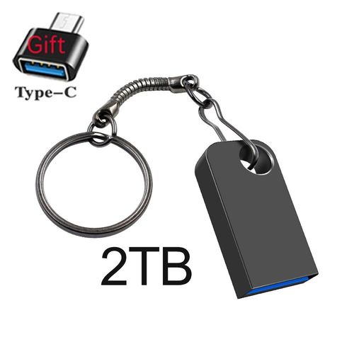 Mini cl USB en mtal tanche,cl USB,adaptateur OTG de type C,cl USB 3.0 haute vitesse,mmoire 2 To,1 To,2024 - Type gray black 2TB