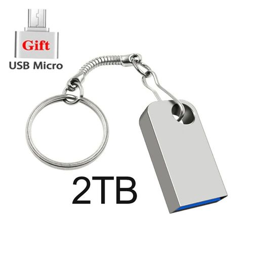 Mini cl USB en mtal tanche,cl USB,adaptateur OTG de type C,cl USB 3.0 haute vitesse,mmoire 2 To,1 To,2024 - Type micro-silver 2TB