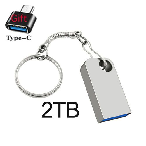 Mini cl USB en mtal tanche,cl USB,adaptateur OTG de type C,cl USB 3.0 haute vitesse,mmoire 2 To,1 To,2024 - Type silver 2TB