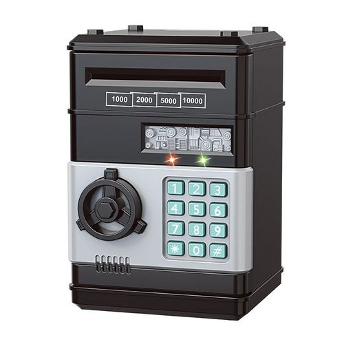 Mini Coffre-Fort Automatique Pour Pices De Monnaie,Tirelire Crative,Bote D'conomie D'argent,Compteur De Mot De Passe,Serrure  Cl,Cadeau Pour Enfant - Type Black