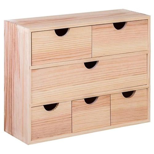 Mini Commode Rectangulaire En Pin Massif 6 Tiroirs