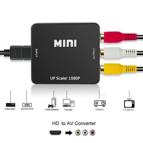 Mini convertisseur vido 1080P, adaptateur HDMI vers RCA AV/CVSB L/R, pour sortie NTSC PAL vers AV