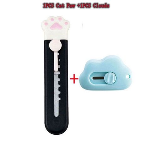 Mini Couteau Utilitaire D'art Couleur Nuage Patte De Chat Mignon,Bote Express,Coupe-Papier Portable,Coupe-Lame De Rasoir,Papeterie - Type Clouds Cat Paw Style