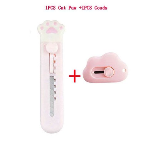 Mini Couteau Utilitaire D'art Couleur Nuage Patte De Chat Mignon,Bote Express,Coupe-Papier Portable,Coupe-Lame De Rasoir,Papeterie - Type Pink-1cat Paw1cloud