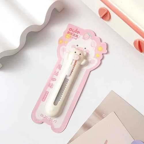Mini Couteau Utilitaire Portable Kawaii,Dessin Animal Lapin Chat Tirelire Cutter Pour tudiant Mignon Scrapbook Staacquering Paper Cutter - Type Pig Nose Pink