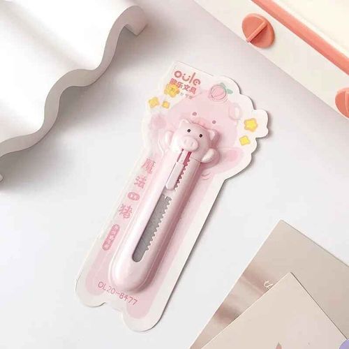 Mini Couteau Utilitaire Portable Kawaii,Dessin Animal Lapin Chat Tirelire Cutter Pour tudiant Mignon Scrapbook Staacquering Paper Cutter - Type Pig Pink