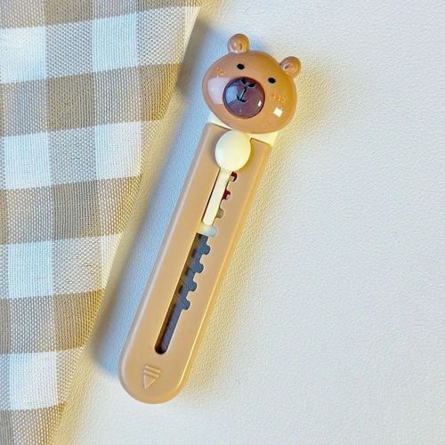 Mini Couteau Utilitaire Rtractable,Tte D'ours De Dessin,Ouvre-Lettre,Bote Express,Portable,Mignon,Outil De Coupe De Papier,1 Pice - Type A