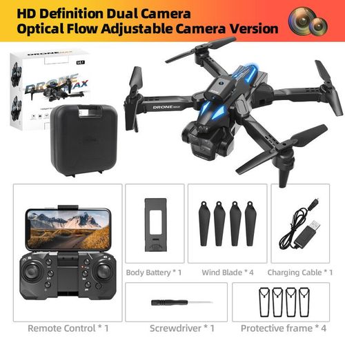 Mini Drone C10 8k Hd Avec 3 Camras,Wifi,Transmission En Temps Rel,Fpv,Rc,Quadcopter,Lumires Led,Flux Optique - Type Black