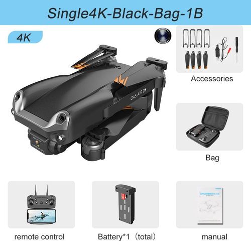 Mini Drone Rc Avec Camra Hd 4k, Quadcopter, Wifi Fpv, Pression De L'air, Noir, Pliable, Contrle Mobile, Jouets, Cadeau