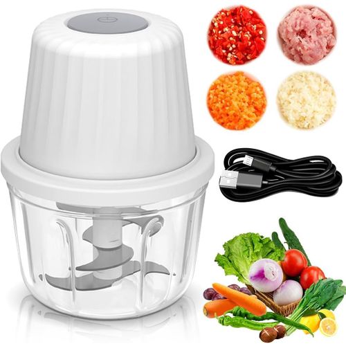Mini Hachoir lectrique, Multi-Hachoir Avec Commande Pratique  Un Bouton, Avec Port Usb, Mini Robot De Cuisine, Capacit 400 Ml, Pour Viande, Oignon, Ail[Min5283384]