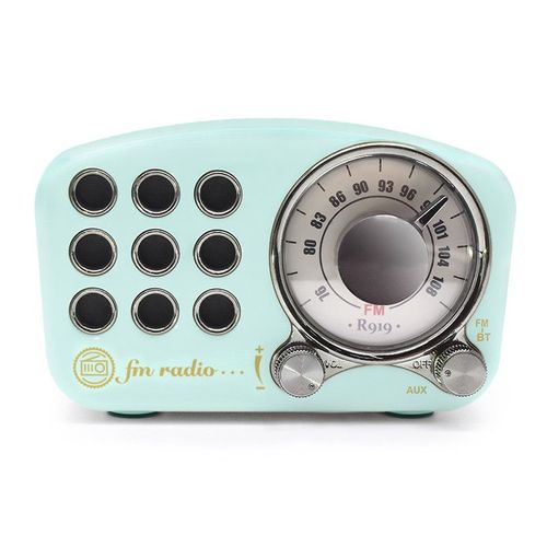 Mini Haut-Parleur Bluetooth Design Rtro et Radio-FM R919-B - Bleu