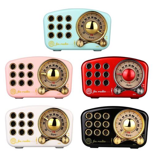 Mini Haut-Parleur Bluetooth Design Rtro et Radio-FM R919-B - Blanc