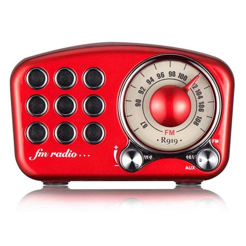 Mini Haut-Parleur Bluetooth Design Rtro et Radio-FM R919-B - Rouge