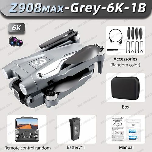 Mini Importateur Professionnel Z908max Dual 8k,Gps,9km,5g,Wifi,Fpv,vitement D'obstacles,Sans Balais,Quatre Axes,Pliable,Quadricoptre Rc,Jouet Cadeau - Type Grey-Dual6k-Bag