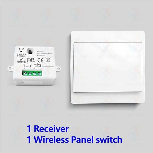 Mini Interrupteur D'clairage Intelligent 433mhz, Interrupteur Mural Sans Fil Auto-Aliment De 50m, Pas Besoin De Batterie, Mini Module Rf 110v 220v, Pour Appareil Mnager-1receiver 1remote