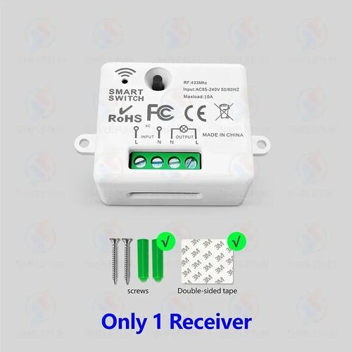 Mini Interrupteur D'clairage Intelligent 433mhz, Interrupteur Mural Sans Fil Auto-Aliment De 50m, Pas Besoin De Batterie, Mini Module Rf 110v 220v, Pour Appareil Mnager-1receiver