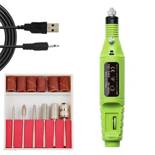 Mini Kit De Perceuse A Ongles Usb Machine Manucure Stylo Ponceuse Polisseuse Meuleuse Pour Gravure Polissage Doigt Orteil Soin Fraisage Exfoliant, Vert