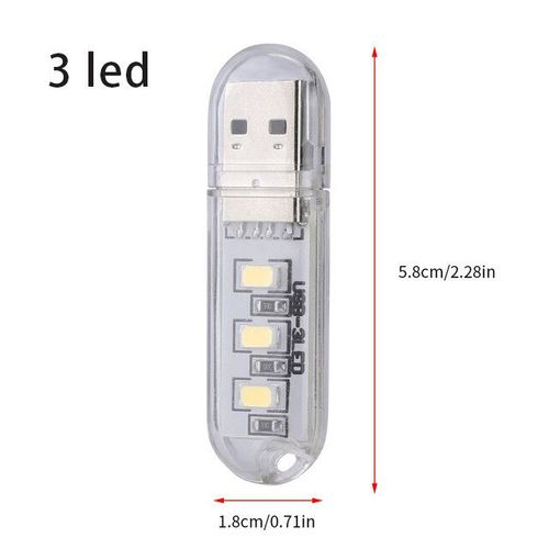 Mini lampe de lecture ultralgre  2 ou 3LED,8 diodes,USB,pour Power Bank,PC,ordinateur Portable,Notebook,DC5V - Type 3LED-cold white