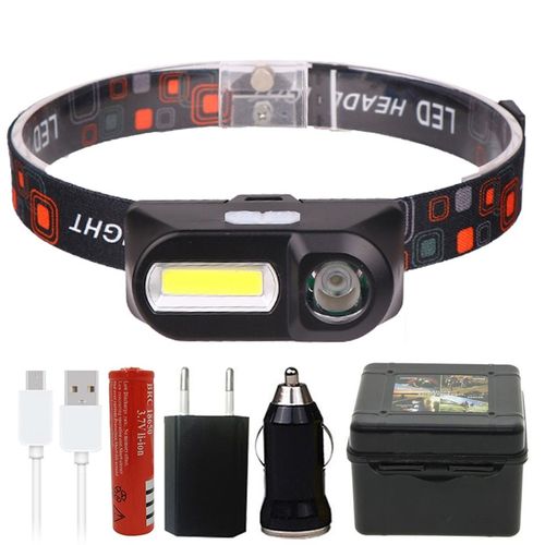 Mini Lampe Frontale  Led Cob, Alimente Par Batterie 18650 Rechargeable Par Usb, Idale Pour La Course  Pied Nocturne