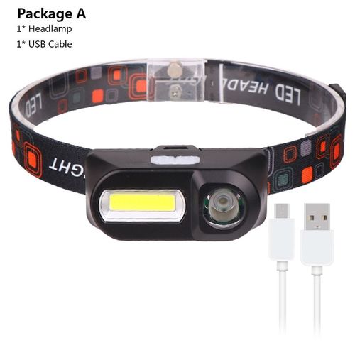 Mini Lampe Frontale  Led Cob, Alimente Par Batterie 18650 Rechargeable Par Usb, Idale Pour La Course  Pied Nocturne