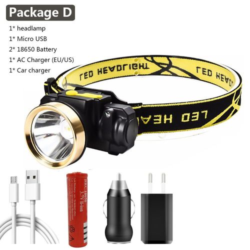 Mini Lampe Torche Led Avec Capteur Super Lumineux,Rechargeable Par Usb,Batterie 18650,Pour L'extrieur,La Pche,Le - Package D-D