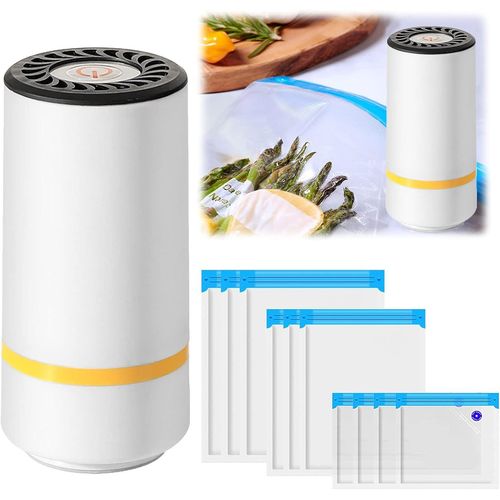 Mini Machine Sous Vide Alimentaire Portable, Scelleur Sous Vide Automatique Avec 10 Sacs Sous Vide Rutilisables, Pour La Cuisson Sous Vide Et La Conservation Des Aliments Frais[PLA6120786]