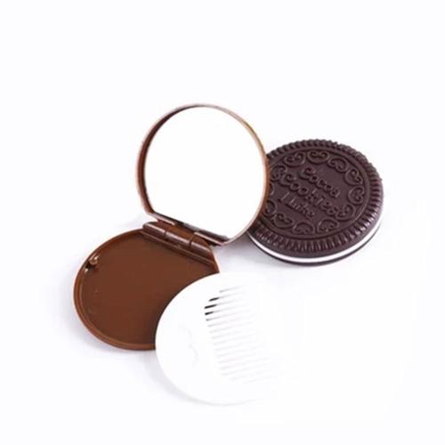 Mini Miroir De Poche Avec Peigne Pour Femme Et Fille, Pliable, Portable, En Forme De Sandwich Ou De Biscuit, Pour Maquillage, Cosmtique