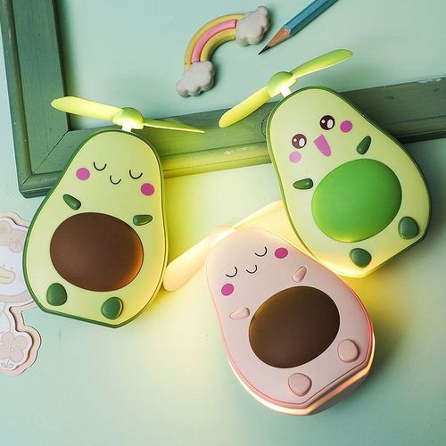 Mini Miroir Et Ventilateur De Maquillage Led Multifonctionnels 2 En 1, Portable Et Pratique, Avec Chargeur Usb Intgr En Forme D'avocat