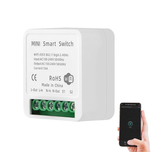 Mini Module De Commutation Wifi 16 A Wi-Fi Intelligent Relais Interrupteur De LumièRe App TéLéCommande Commande Vocale Bricolage Module De Disjoncteur Automatisation Des Appareils MéNagers (Ac 100-240 V)