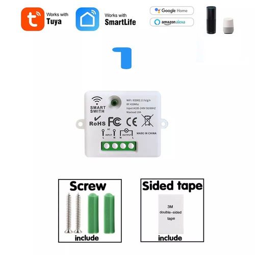 Mini Module interrupteur mural intelligent,wi-fi,433MHZ,commande  distance lectrique sans fil,220V,10a - Type 1RC