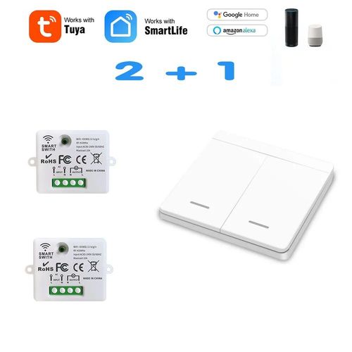 Mini Module interrupteur mural intelligent,wi-fi,433MHZ,commande  distance lectrique sans fil,220V,10a - Type 2RC 1W