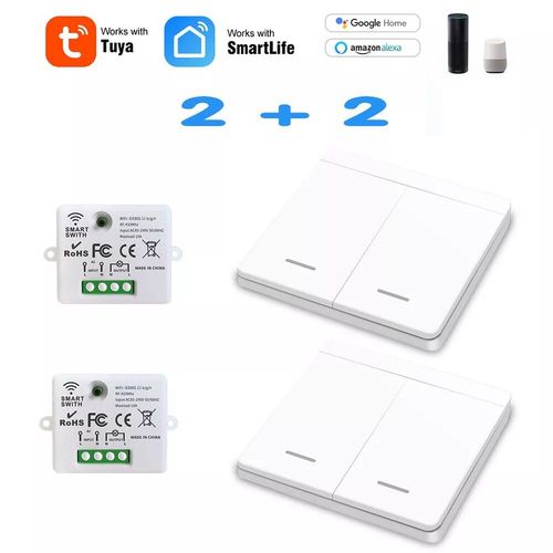 Mini Module interrupteur mural intelligent,wi-fi,433MHZ,commande  distance lectrique sans fil,220V,10a - Type 2RC 2W