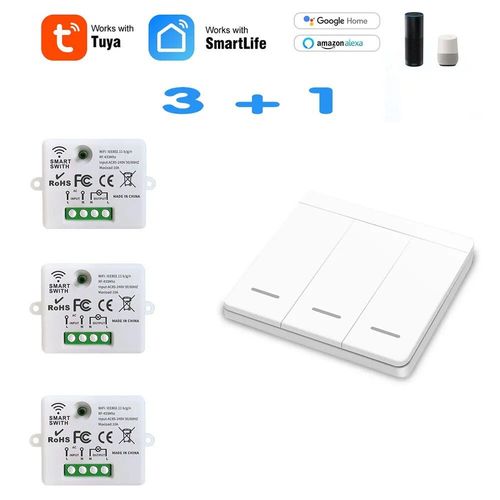 Mini Module interrupteur mural intelligent,wi-fi,433MHZ,commande  distance lectrique sans fil,220V,10a - Type 3RC 1W