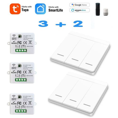 Mini Module interrupteur mural intelligent,wi-fi,433MHZ,commande  distance lectrique sans fil,220V,10a - Type 3RC 2W