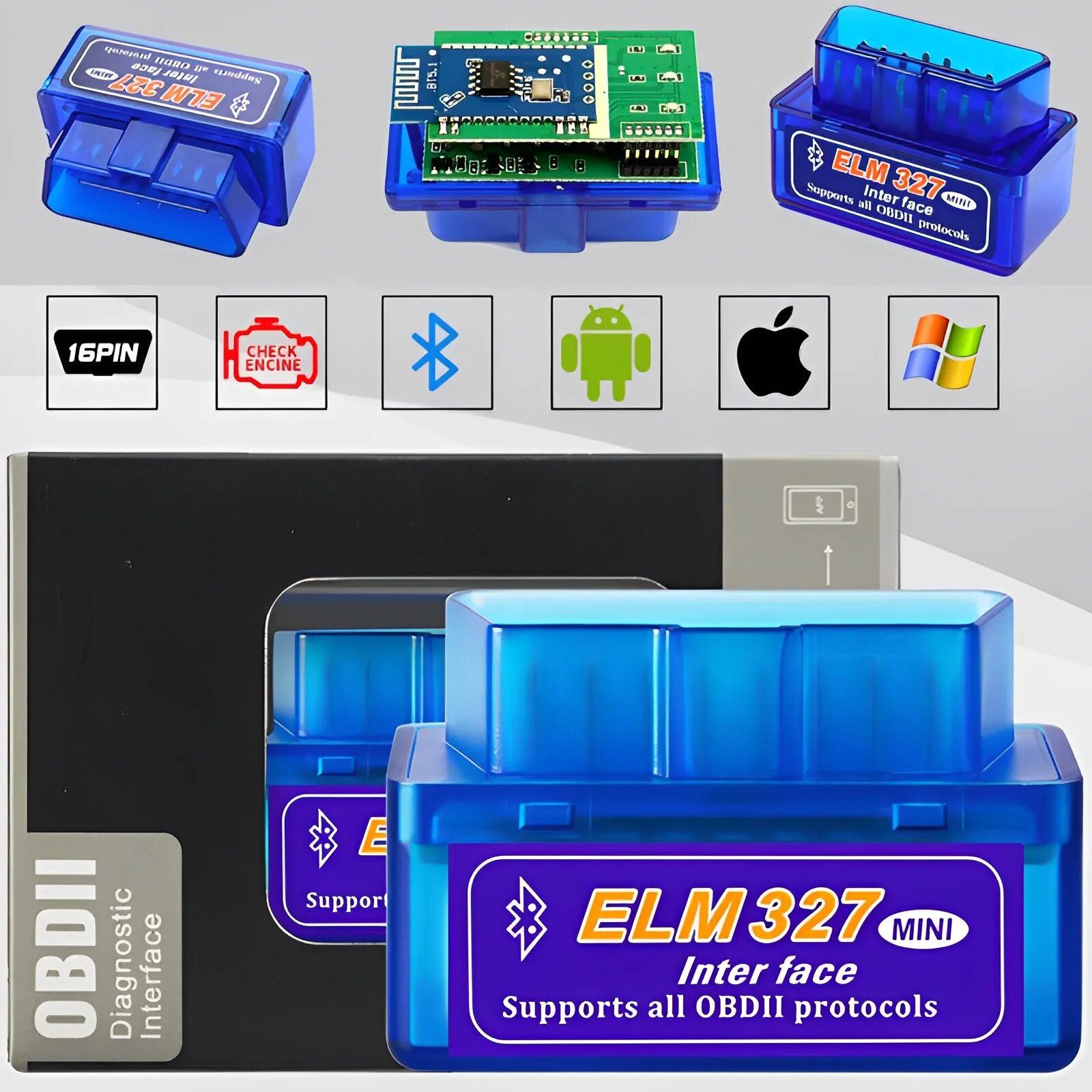 Mini Outils De Diagnostic De Voiture Pour Android, Eau Intelligent, Prise En Charge Du Code, Bluetooth, Obd2, Obdii, Eml327 V2.1